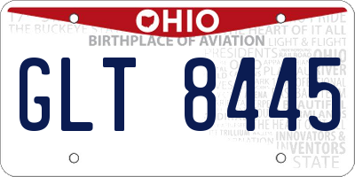 OH license plate GLT8445