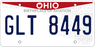 OH license plate GLT8449