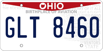 OH license plate GLT8460