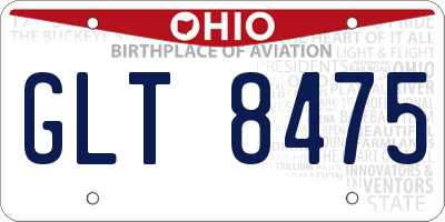 OH license plate GLT8475