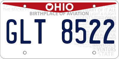 OH license plate GLT8522