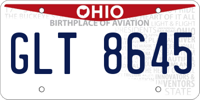 OH license plate GLT8645