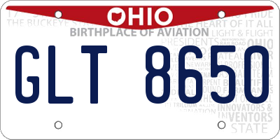OH license plate GLT8650