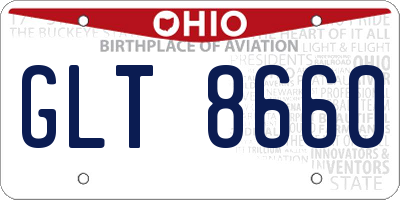 OH license plate GLT8660