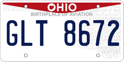 OH license plate GLT8672