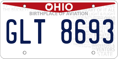 OH license plate GLT8693