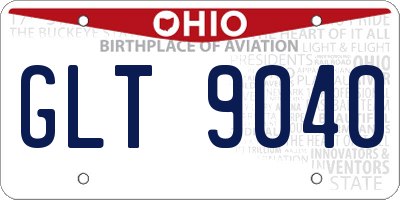 OH license plate GLT9040