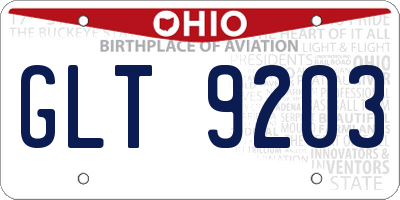OH license plate GLT9203