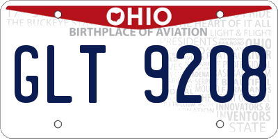 OH license plate GLT9208