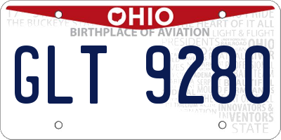 OH license plate GLT9280