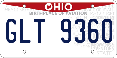 OH license plate GLT9360