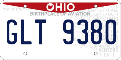 OH license plate GLT9380