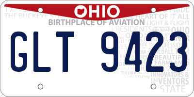 OH license plate GLT9423