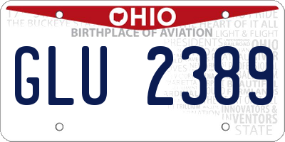 OH license plate GLU2389