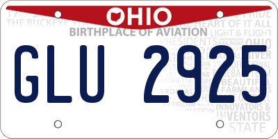 OH license plate GLU2925