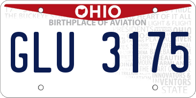 OH license plate GLU3175