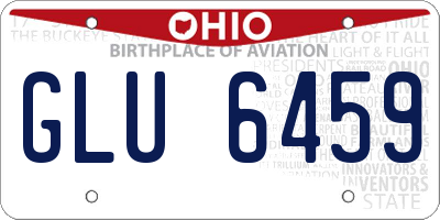 OH license plate GLU6459