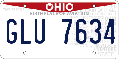 OH license plate GLU7634