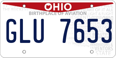 OH license plate GLU7653