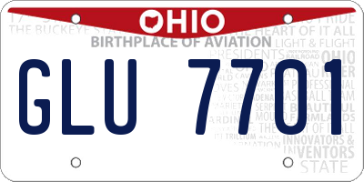 OH license plate GLU7701