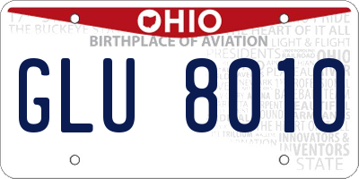 OH license plate GLU8010