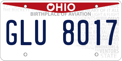 OH license plate GLU8017