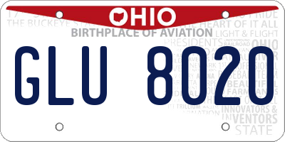OH license plate GLU8020