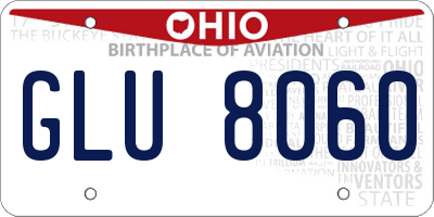 OH license plate GLU8060