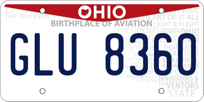 OH license plate GLU8360