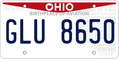 OH license plate GLU8650