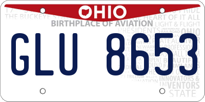 OH license plate GLU8653