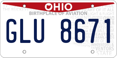 OH license plate GLU8671