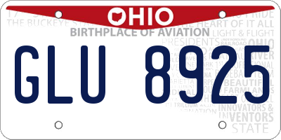 OH license plate GLU8925