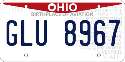 OH license plate GLU8967