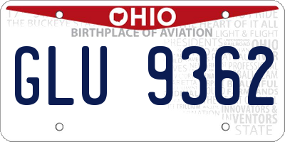OH license plate GLU9362
