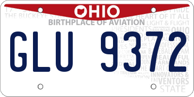 OH license plate GLU9372