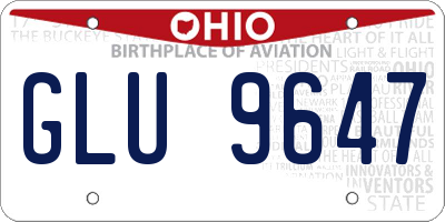 OH license plate GLU9647