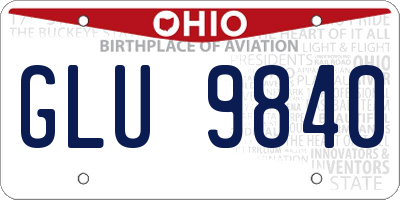 OH license plate GLU9840