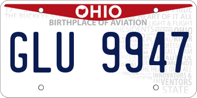 OH license plate GLU9947
