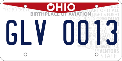 OH license plate GLV0013