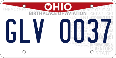 OH license plate GLV0037