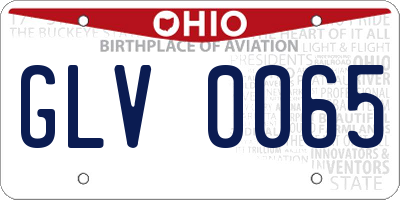 OH license plate GLV0065