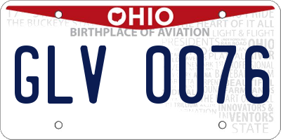 OH license plate GLV0076