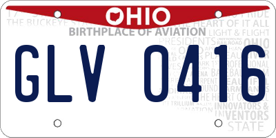 OH license plate GLV0416