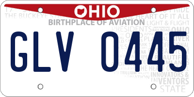 OH license plate GLV0445