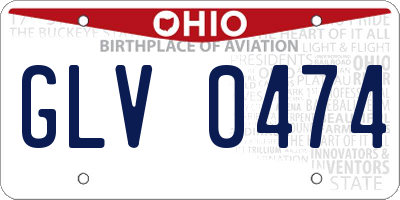 OH license plate GLV0474