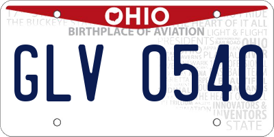 OH license plate GLV0540