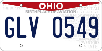OH license plate GLV0549