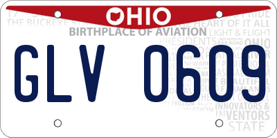 OH license plate GLV0609