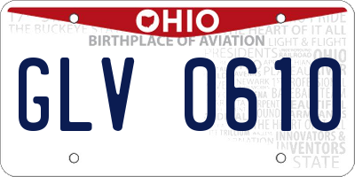 OH license plate GLV0610